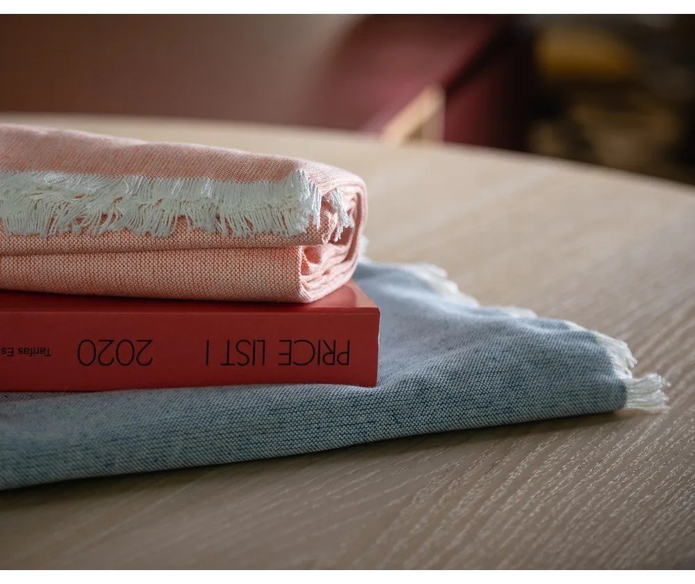 Синьо одеяло със съдържание на памук Лято , 140 x 180 cm Linen - Euromant