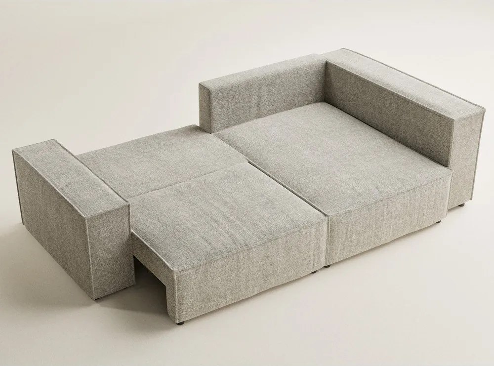 Бежов шенилов сгъваем/с място за съхранение ъглов диван (десен ъгъл/L форма) Tonga – Maison de Rêve