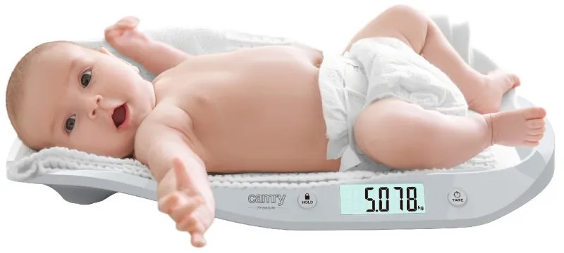 Бебешка везна Camry CR 8185, До 20 кг, LCD дисплей, Функция HOLD, ТАРА, Автоматично изключване, Бял