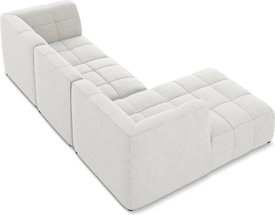 Бял ъглов диван от прежда с примки от букле (ляв ъгъл) Aloha – Makamii