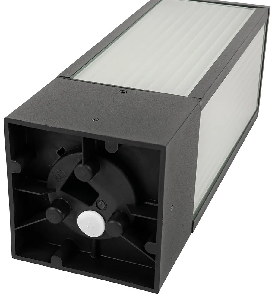 Стойка за външна лампа черна с релефно стъкло 40 см IP44 - Charlois