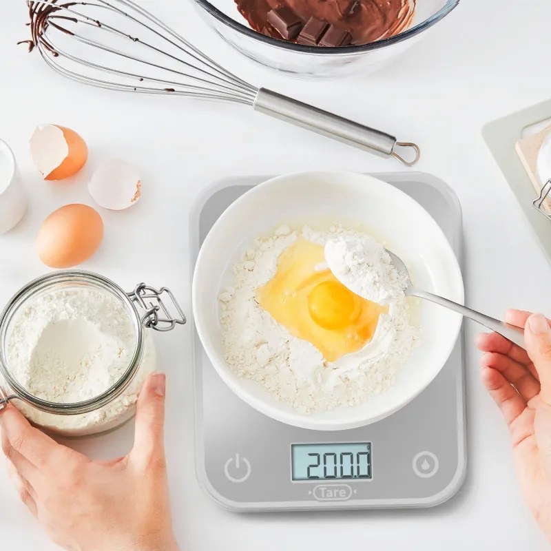 Кухненска везна Tefal Optiss BC50U4V0, До 5 кг, ТАРА, LCD, Стъкло, Големи цифри, Сребрист