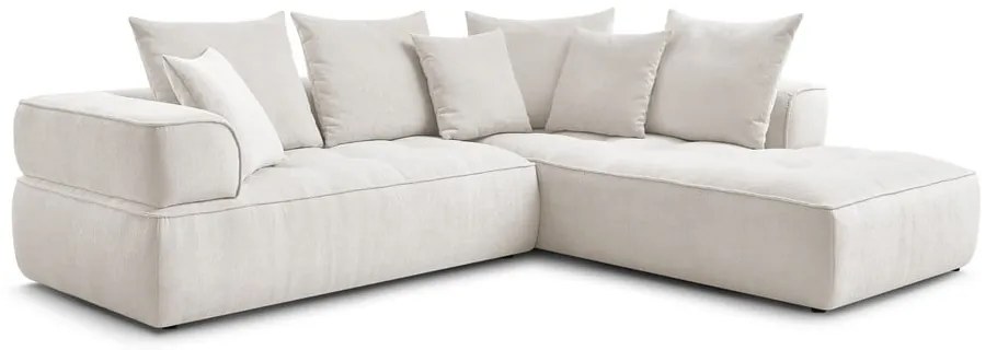 Бежов шенилов ъглов диван (десен ъгъл/L форма) Whesley – Bobochic Paris