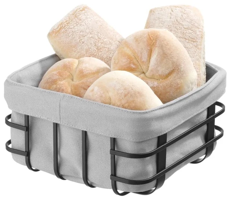 Черно-сива кошница за хляб с текстилна подплата , 19 x 19 cm - Hendi