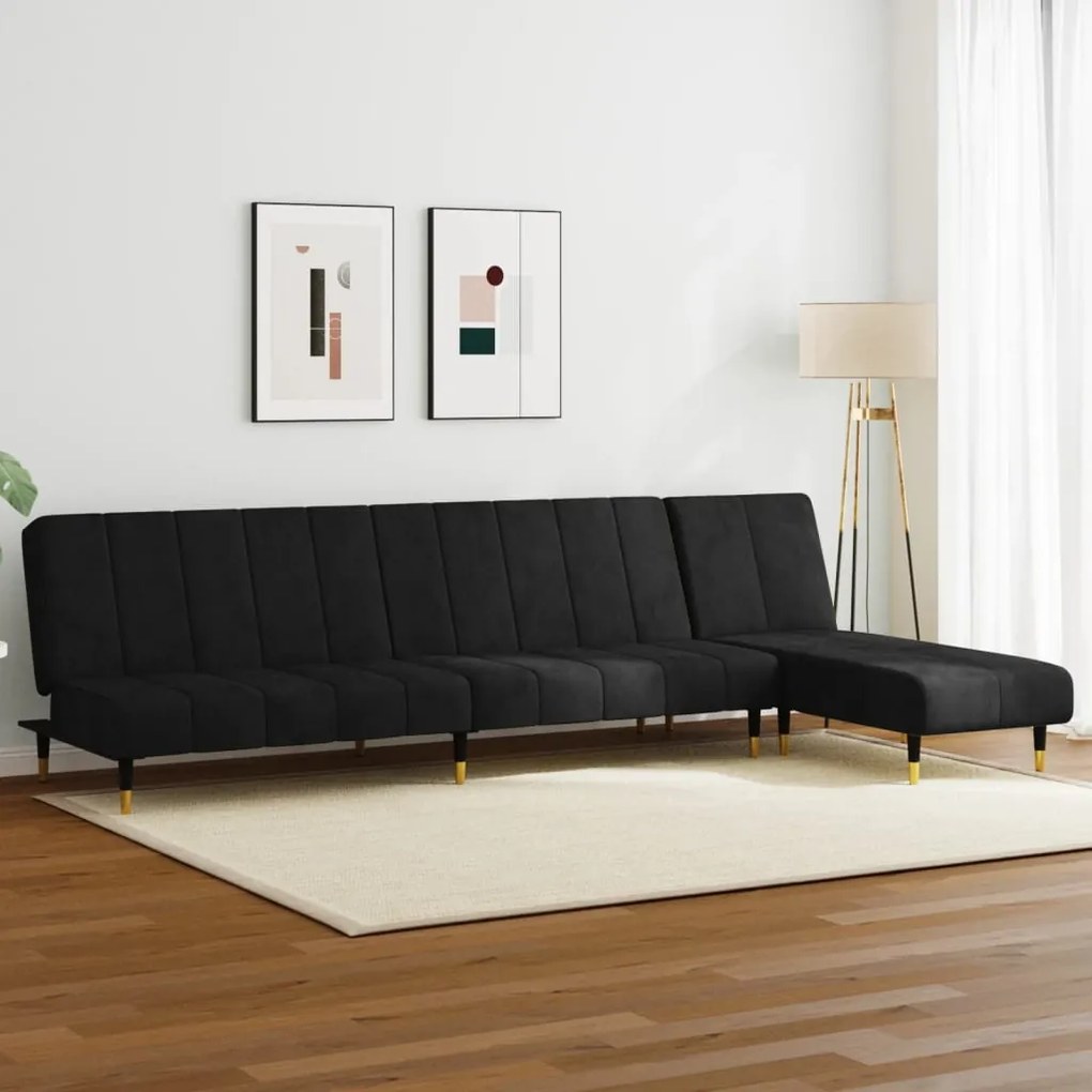 3216298 vidaXL Комплект дивани 2 части черен кадифе
