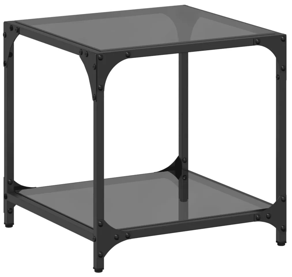 845964 vidaXL Маса за кафе с черен стъклен плот 40x40x40 см стомана