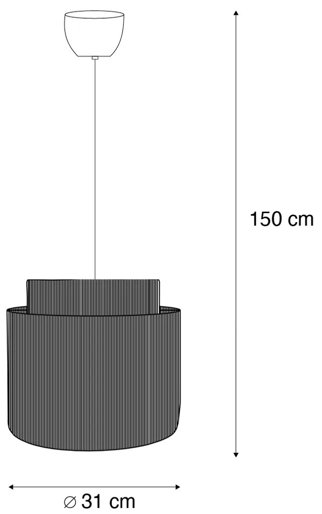 Japandi висяща лампа черна с кафяво въже 31cm - Smilla