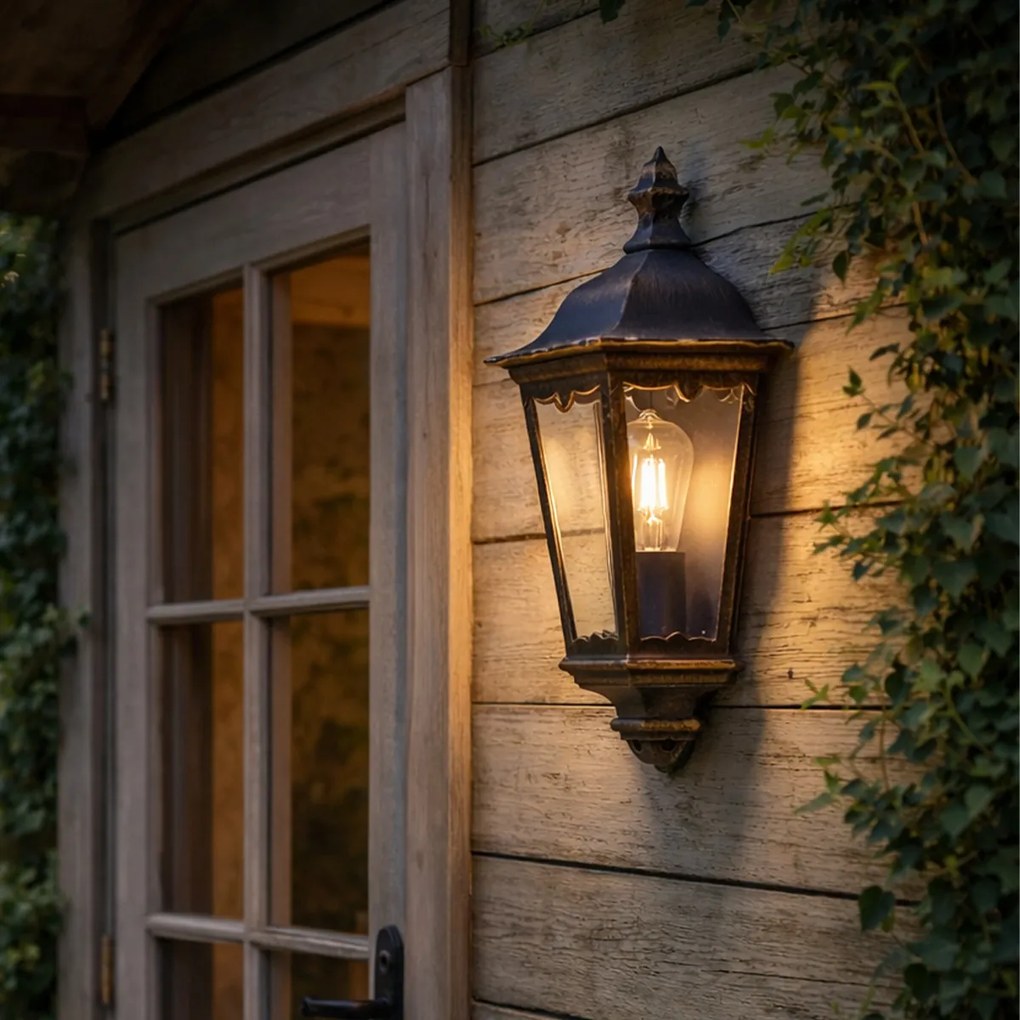 Класически външен стенен фенер антично злато IP44 - Havana Half