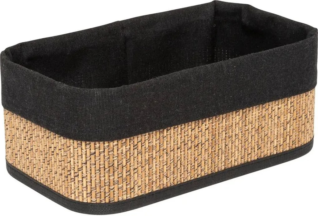 Комплект от 3 коша за съхранение 5five, Бамбук и плат, Черни
