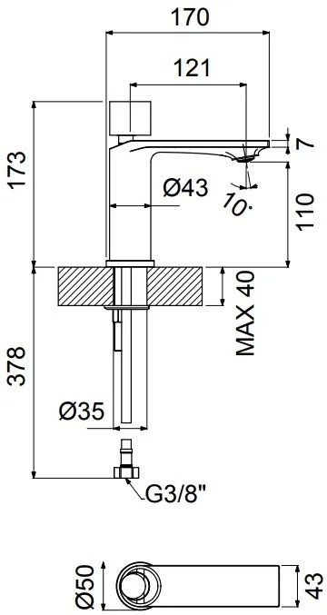 Смесител за мивка с кран Clic Clac Halo Vicario-Inox