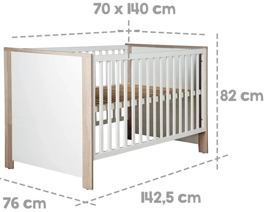 Детско легло в бял и естествен цвят 70x140 cm Olaf - Roba