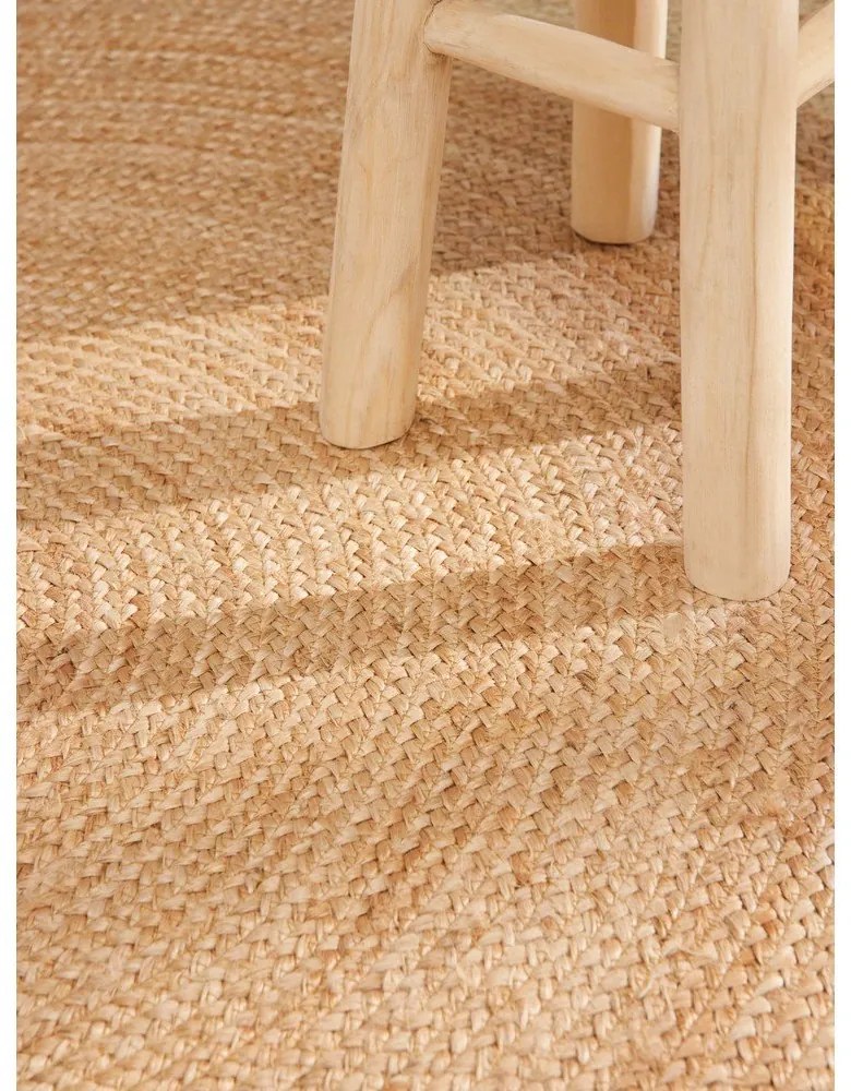 Двустранен ръчно изработен ютен кръгъл килим в естествен цвят ø 100 cm Jutta Gold – Hanse Home