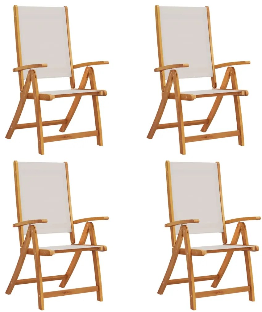 3279238 vidaXL Сгъваеми градински столове, 4 бр, акация масив и textilene