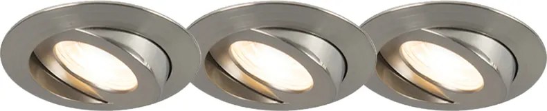 Комплект от 3 вградени прожектора стомана с LED IP44 - Relax LED