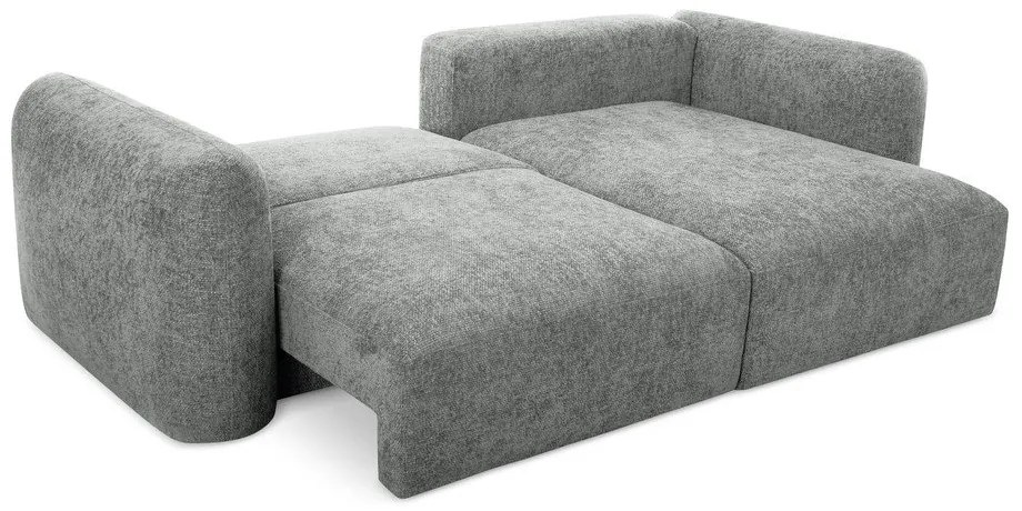 Сив шенилов разтегателен ъглов диван с място за съхранение (десен ъгъл) Mele – Makamii