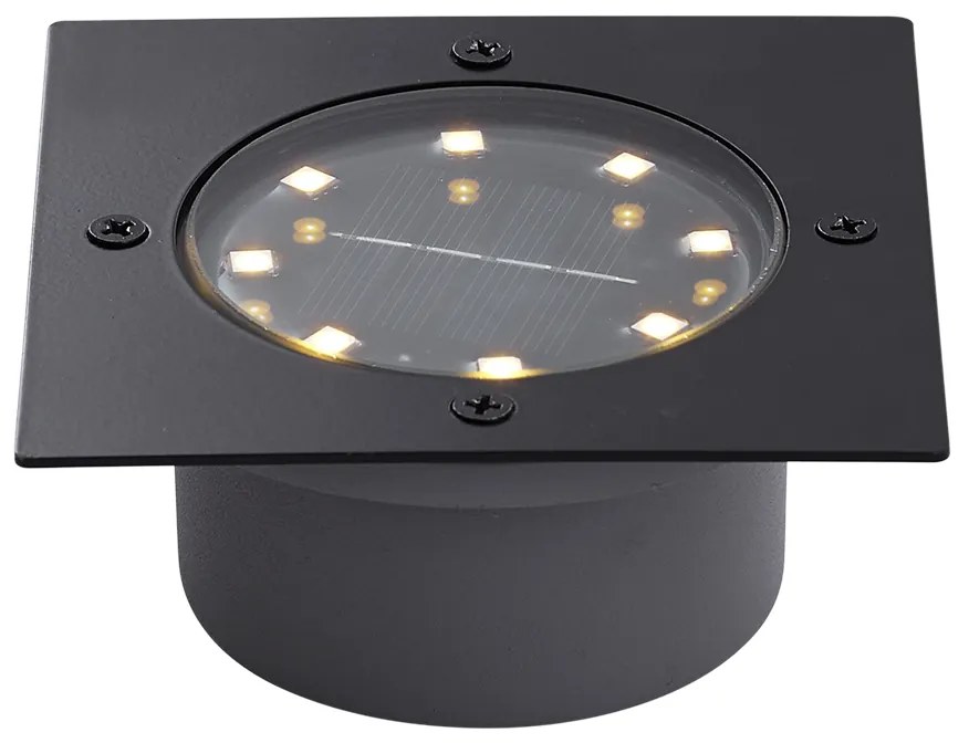 Комплект от 6 наземни прожектора черни квадратни с LED IP65 соларни - Terry