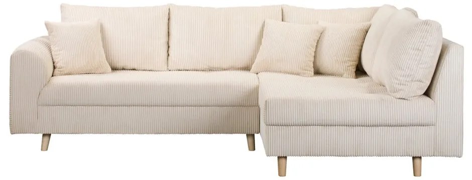 Кремав ъглов диван от велур (десен ъгъл) Ariella - Ropez