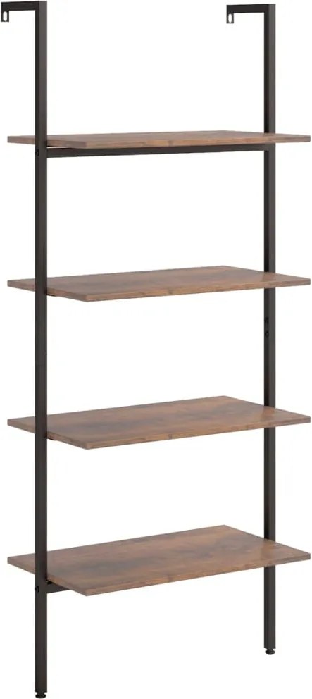 336383 vidaXL Етажерка стълба с 4 рафта тъмнокафяво и черно 64x35x152,5 см
