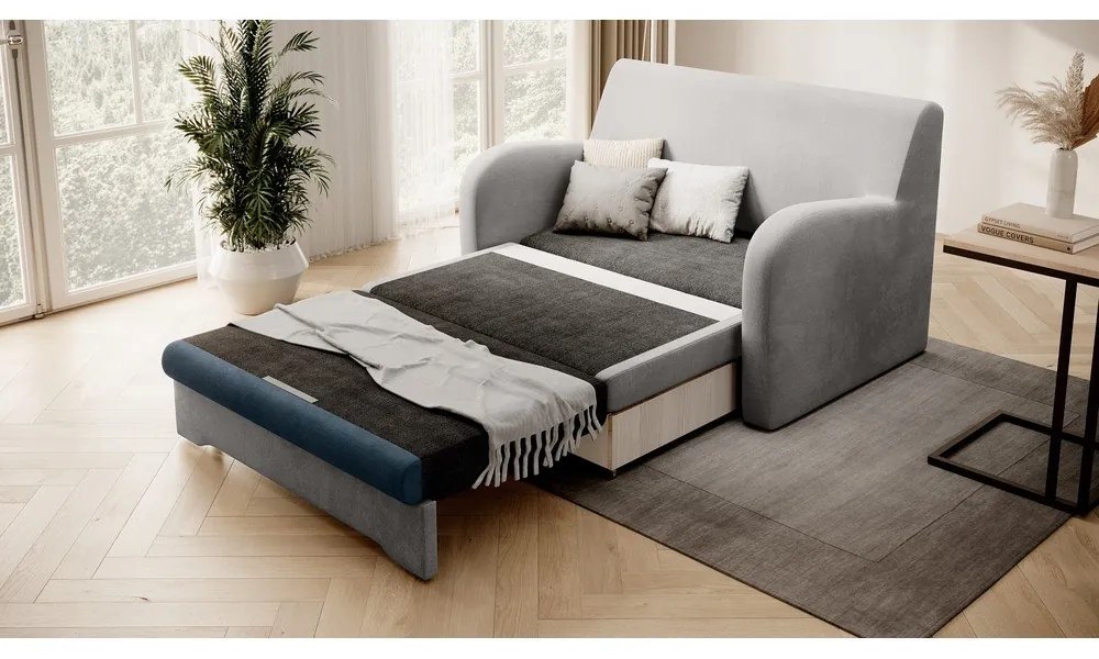 Син/светлосив кадифен сгъваем диван 130 cm Ario – ELTAP