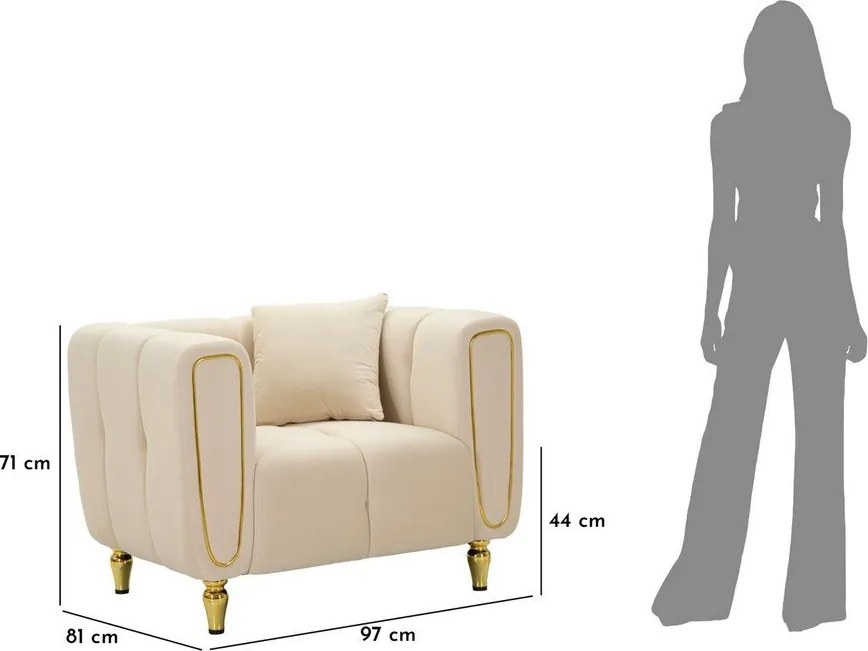 Кремаво кадифено кресло Alma – Mauro Ferretti