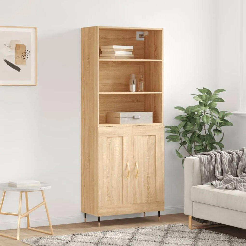 3189936 vidaXL Висок шкаф, дъб сонома, 69,5x34x180 см, инженерно дърво