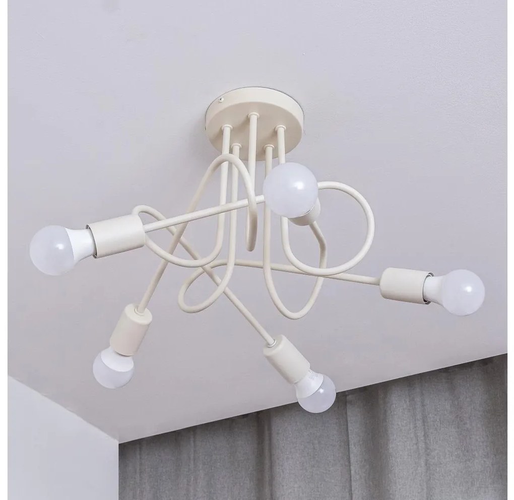 Плафониера OXFORD 5xE27/15W/230V кремава