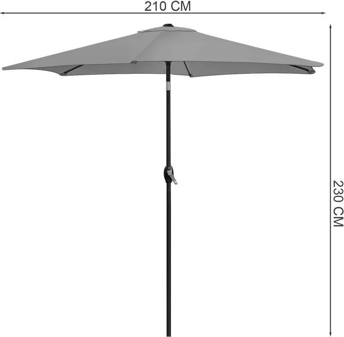 Сгъваем чадър с наклон - 210 см Сив