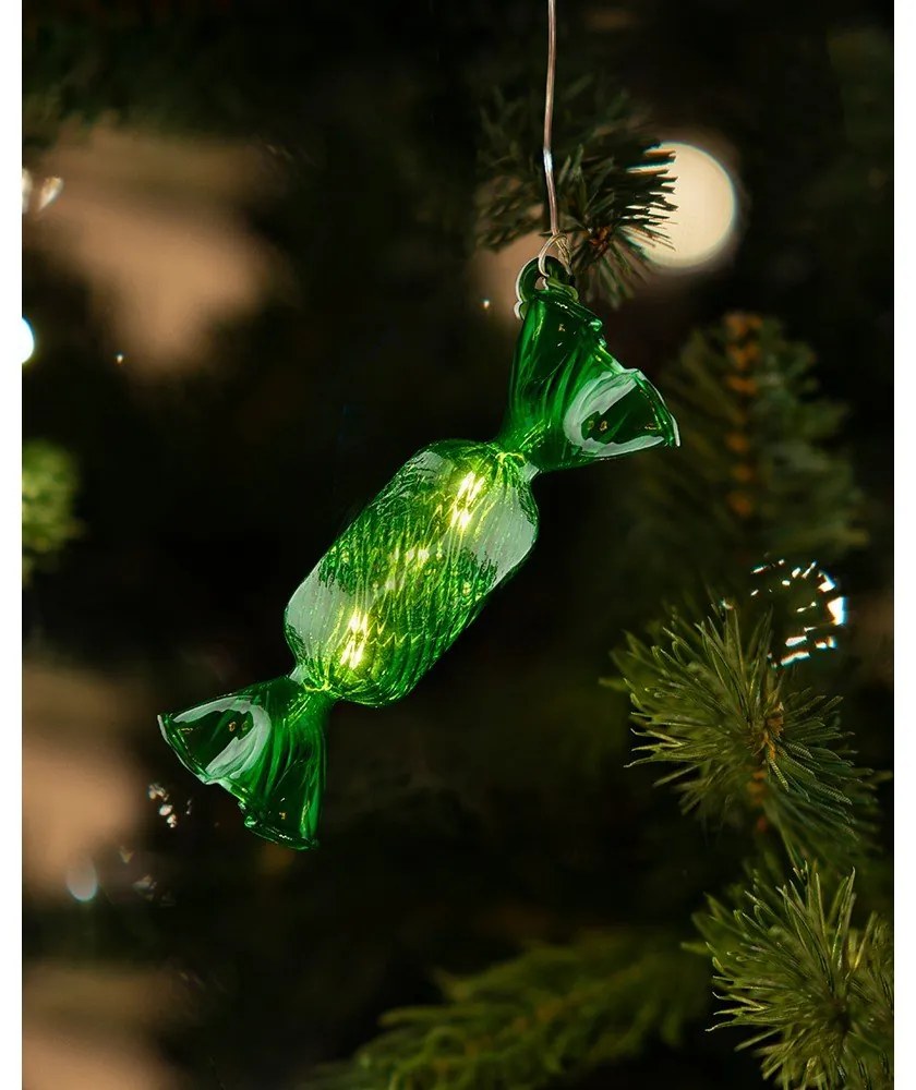 Зелена висяща коледна светлинна украса ø 1,5 cm Hannah – Sirius