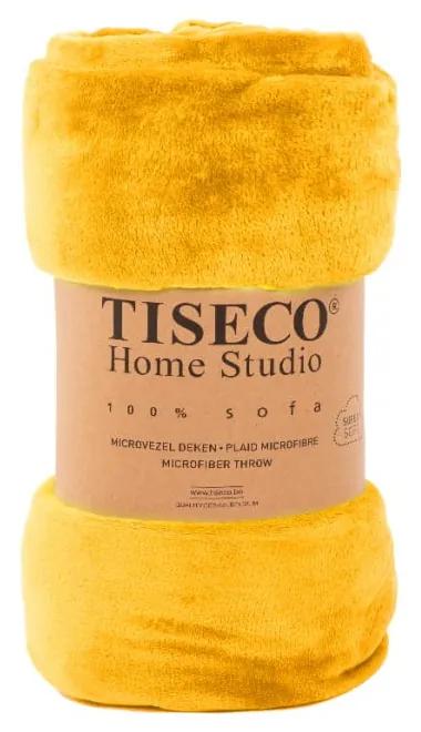 Жълта покривка за двойно легло с микроплъх 220x240 cm Cosy - Tiseco Home Studio