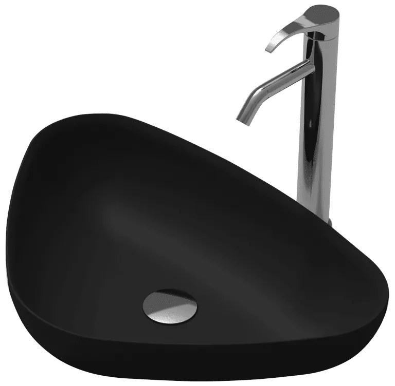 Мивка за баня ICB 686B, монтаж върху плот, iStone, черен мат, 60x42x13см