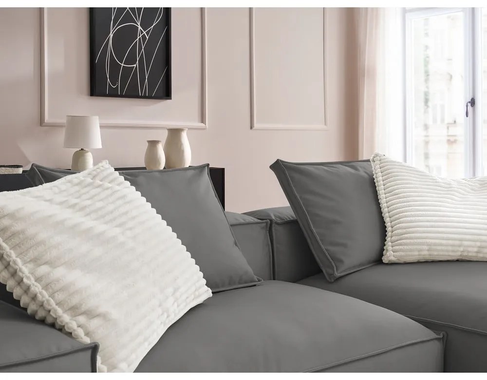 Сив ъглов диван от изкуствена кожа (променлив) Boheme – Bobochic Paris