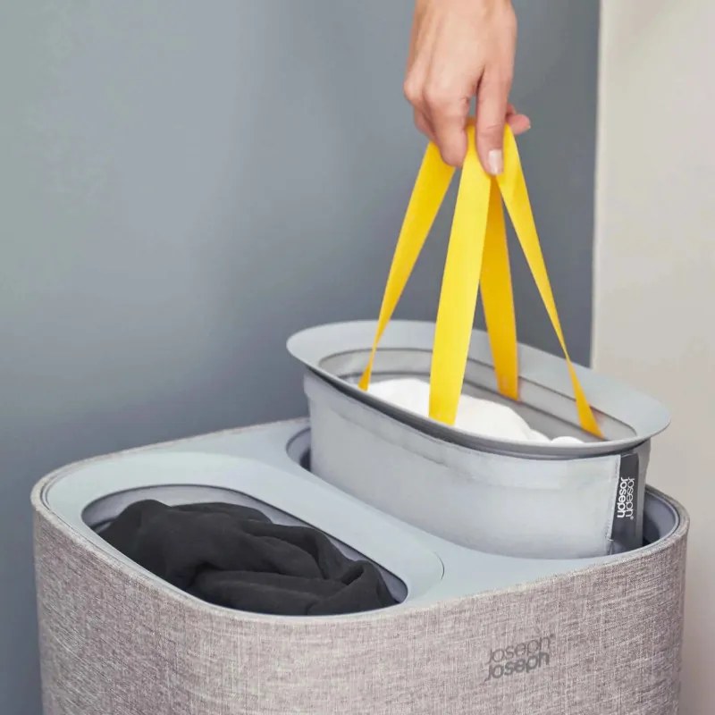 Разопакован: Кош за пране Joseph Joseph 50001, 60 l, Дръжки за пренасяне, 2 разделения, Сив