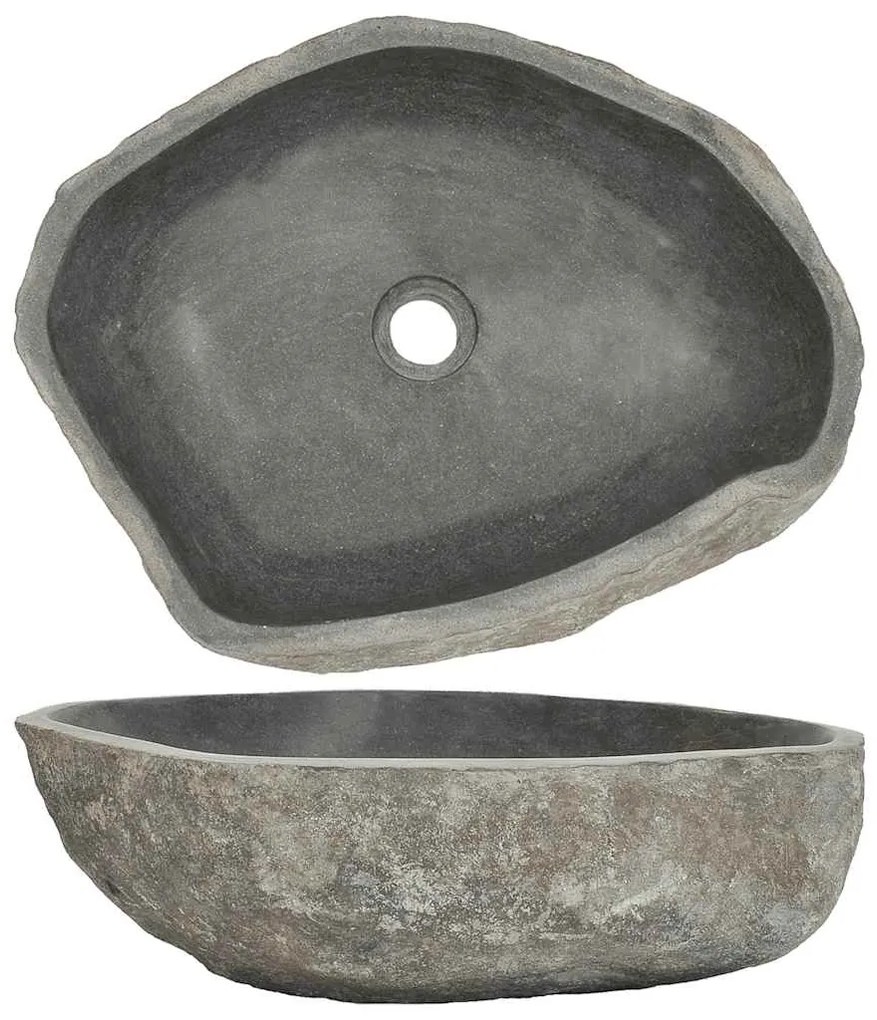 242668 vidaXL Мивка от речен камък, овална, (45-53)x(34-41) см