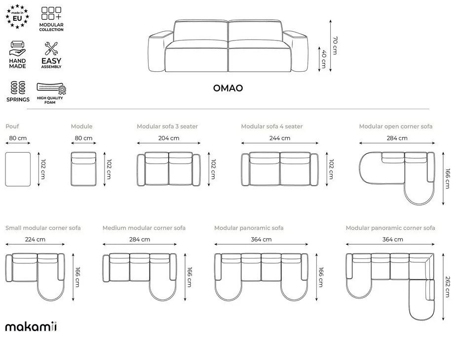 Сиво-син шенилов диван 204 cm Omao – Makamii