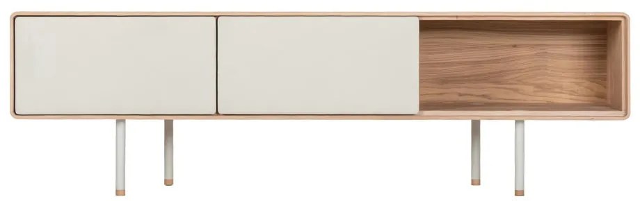 Бяла/естествена маса за телевизор от масивен дъб 160x48 cm Fina – Gazzda