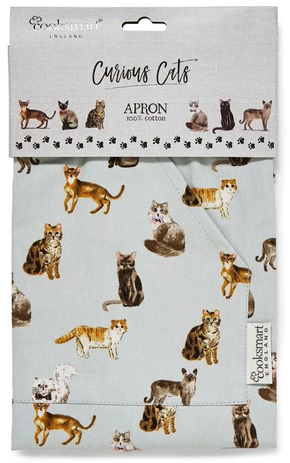 Синя памучна престилка Curious Cats - Cooksmart ®