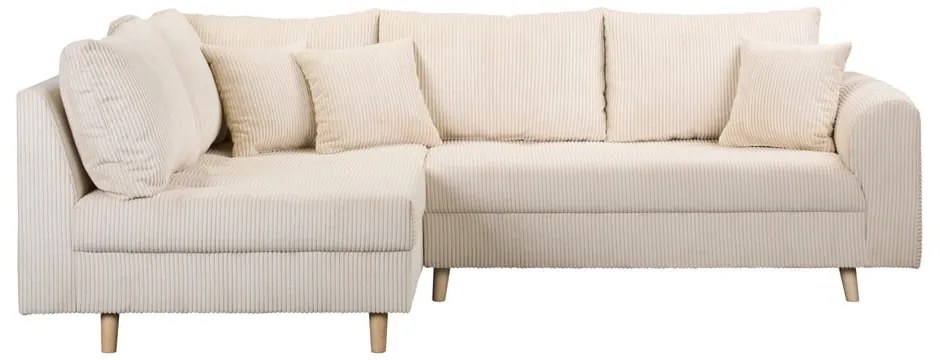 Кремав ъглов диван от велур (ляв ъгъл) Ariella - Ropez