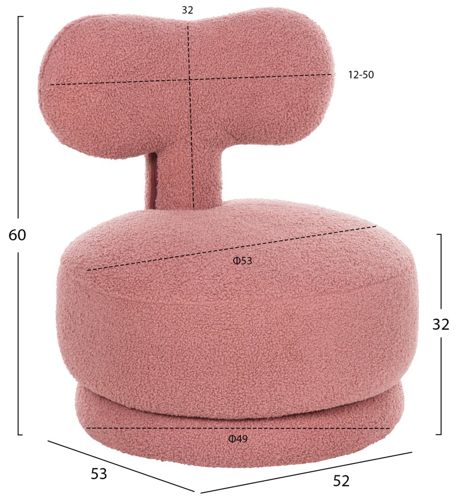 Въртяща се табуретка Фриво букле HM9775.02 розов цвят