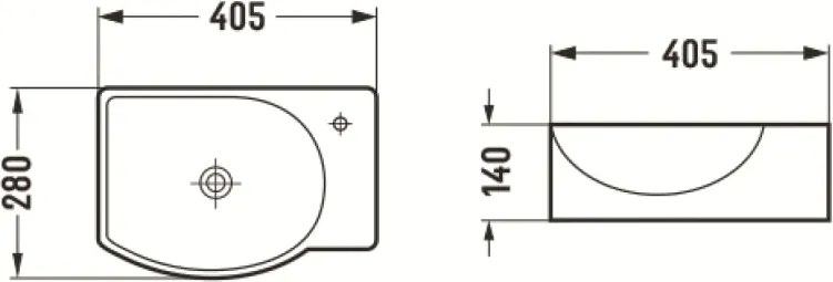 Mexen Mista лява мивка върху плот 40 x 28 см, бяла - 22174000L