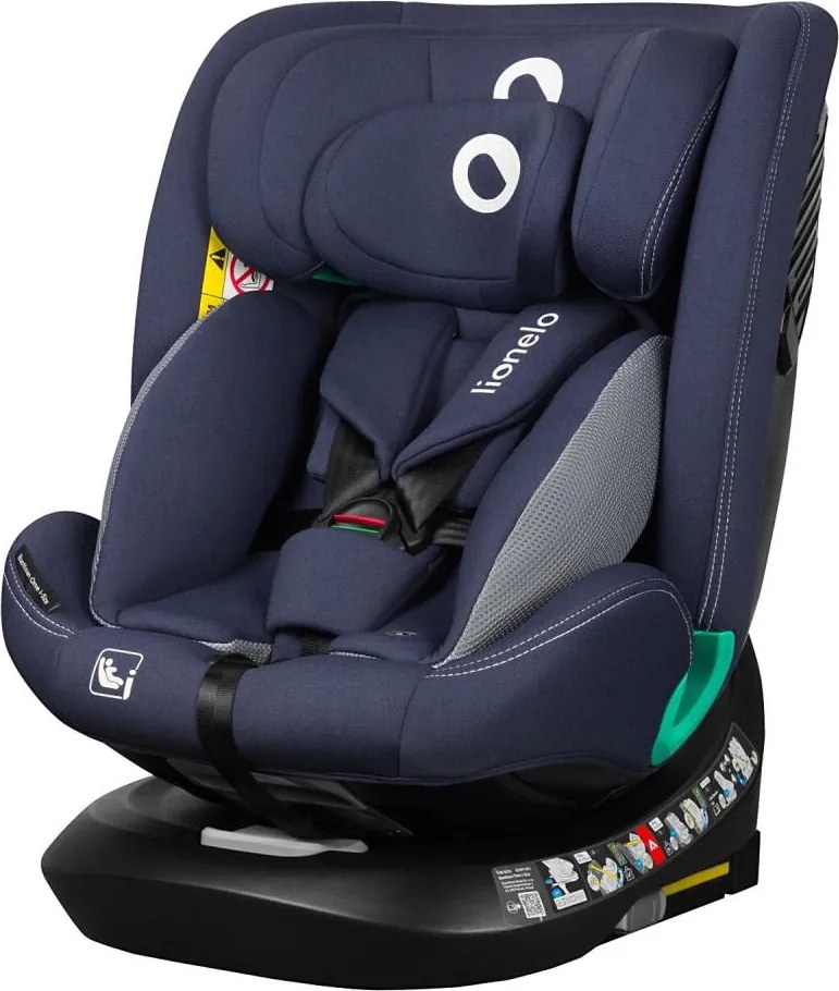 Lionelo - Въртящо се автокресло с база BASTIAAN ONE i-Size 40-150 см тъмносин