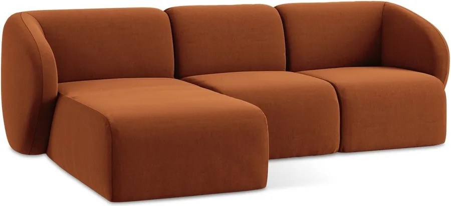 Теракотен кадифен ъглов диван (ляв ъгъл) Lani – Makamii