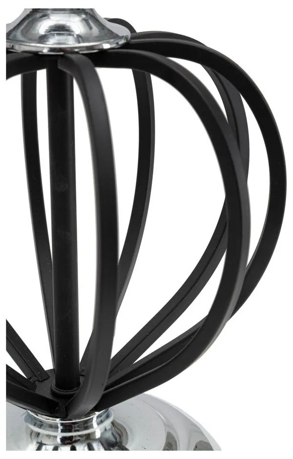 Настолна лампа с текстилен абажур в черно и сребристо (височина 44,5 cm) Darky - Mauro Ferretti