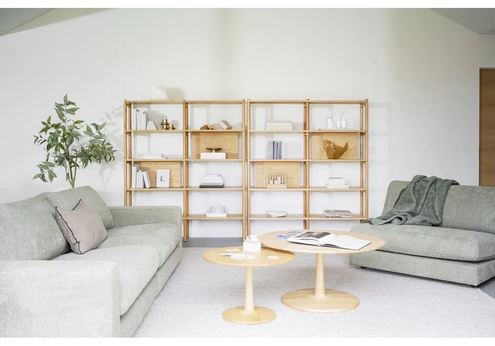 Кръгла масичка за кафе от декор от дъб в естествен цвят 90x90 cm Hobart – Rowico