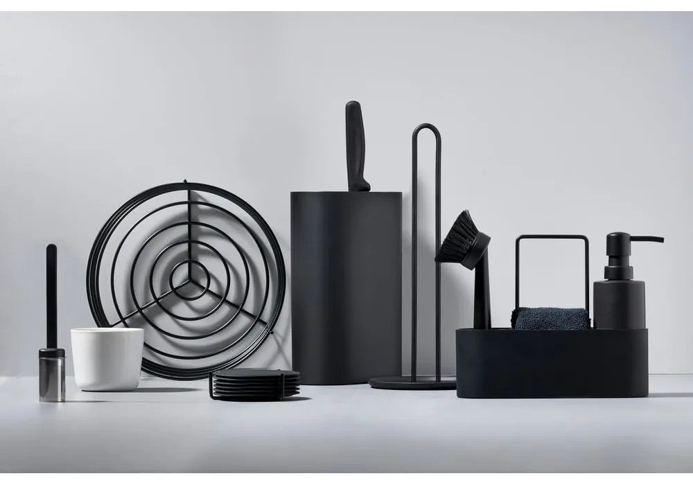 Черна пластмасова/силиконова стойка за перилни препарати Singles – Zone