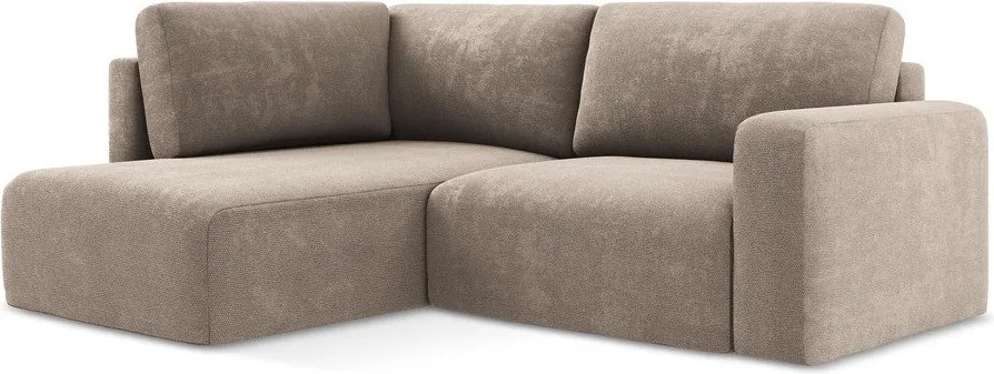 Бежов шенилов сгъваем/с място за съхранение ъглов диван (ляв ъгъл/L форма) Kona – Makamii