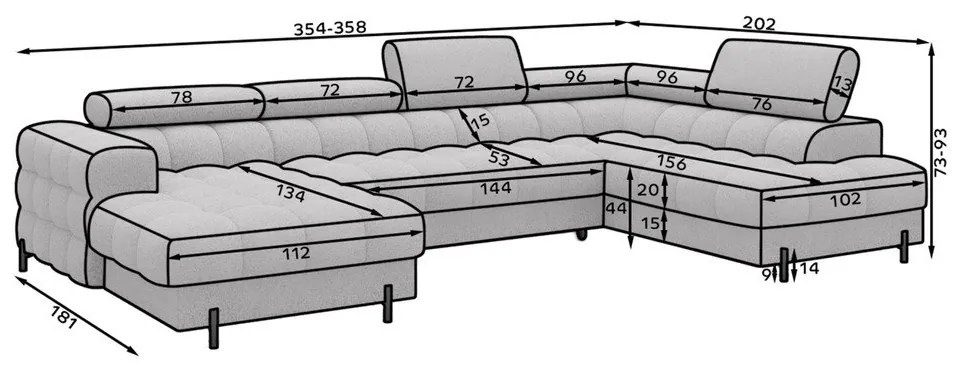 Светлокафяв кадифен разтегателен ъглов диван (десен ъгъл U форма) Feraria – ELTAP