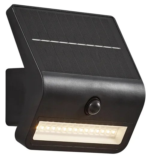 Външна стенна лампа черна с LED IP54 със соларен сензор за движение - Floody