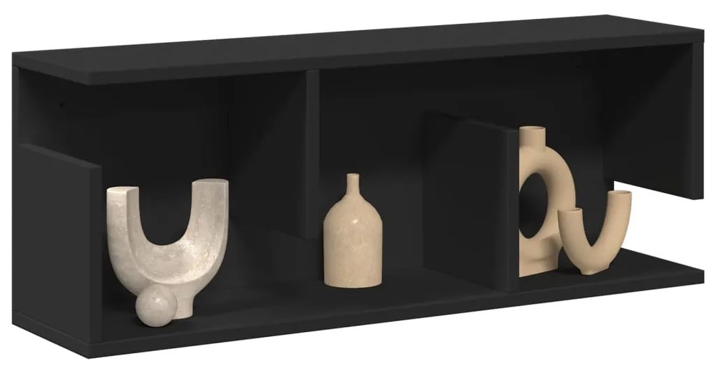 854833 vidaXL Стенен шкаф, 80x20x30 см, черен, инженерно дърво