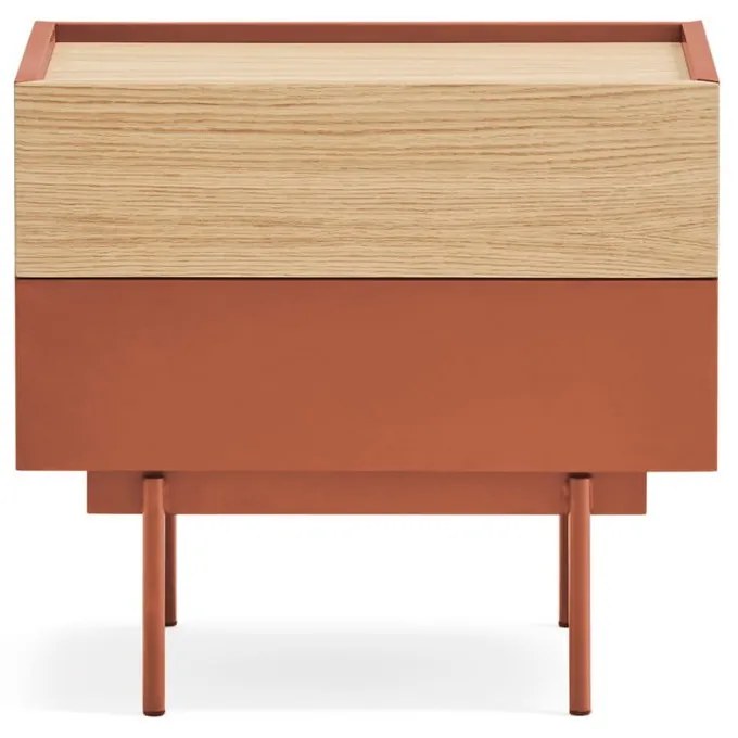 Нощно шкафче в тухлено естествен цвят в дъбов декор Otto - Teulat