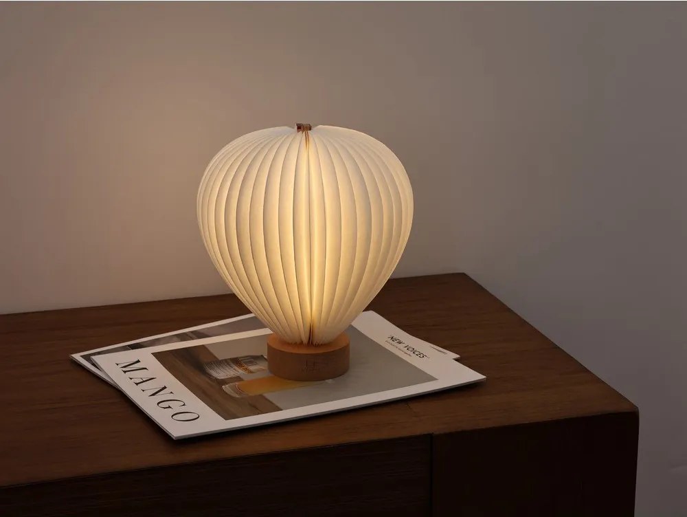 Бяла LED затъмняваща се настолна лампа с хартиен абажур (височина 20 cm) Aeris – Gingko